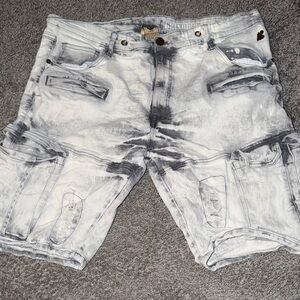 Men's Distressed White Denim Shorts
